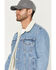 Image #2 - Levi's Men's Light Wash Denim Sherpa Lined Snap Trucker Jacket, Light Wash, hi-res