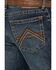 Image #4 - Rock 47 by Wrangler Men's Cowboy Hat Dark Wash Slim Bootcut Stretch Denim Jeans, Dark Medium Wash, hi-res
