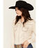 Image #2 - Cowgirl Hardware Women's Faux Suede Long Sleeve Snap Western Shirt, Off White, hi-res