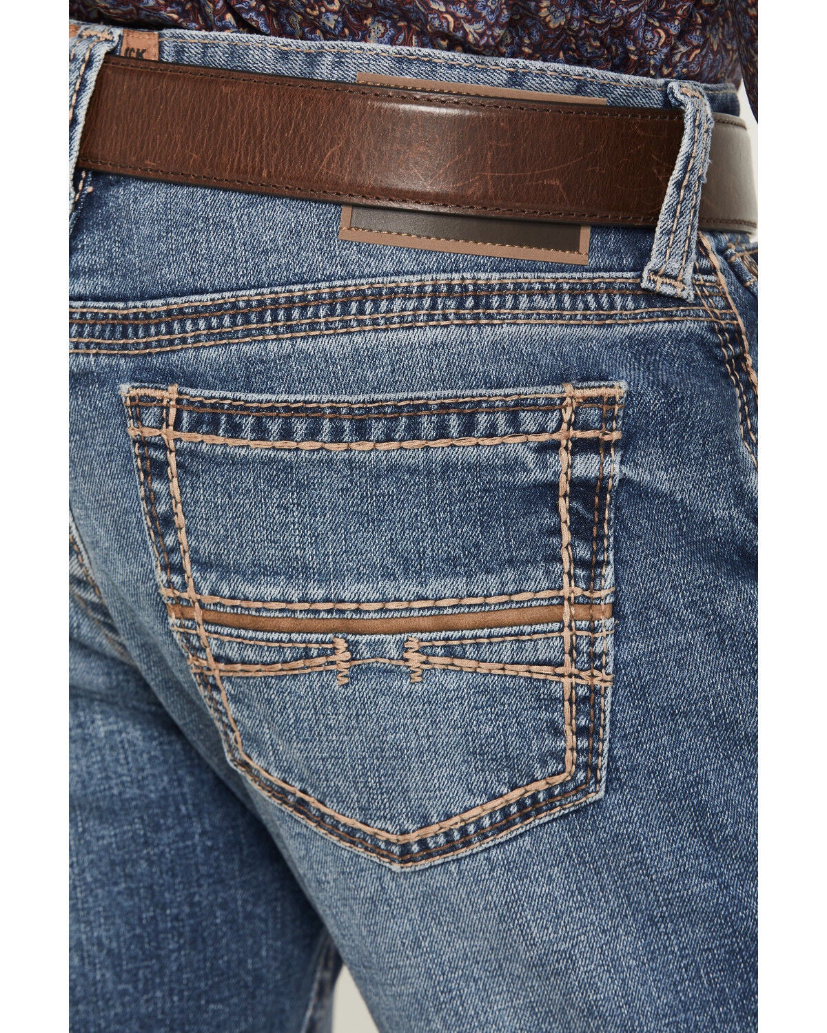 Image #4 - Ariat Men's Boot Barn Exclusive M7 Livermore Coltrane Medium Wash Slim Straight Stretch Denim Jeans, Medium Wash, hi-res