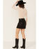 Image #3 - Jolt Women's Black Faux-Leather Slit Mini Skirt, , hi-res