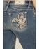 Image #2 - Miss Me Women's Medium Wash Mid Rise Floral Fleur de Lis Pocket Bootcut Stretch Denim Jeans, Medium Wash, hi-res