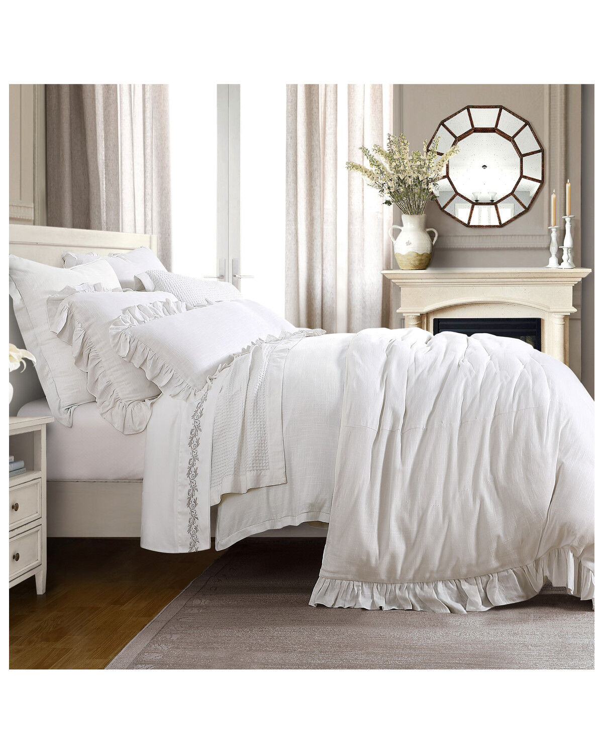 Image #1 - HiEnd Accents Lily Washed King Linen Duvet, White, hi-res