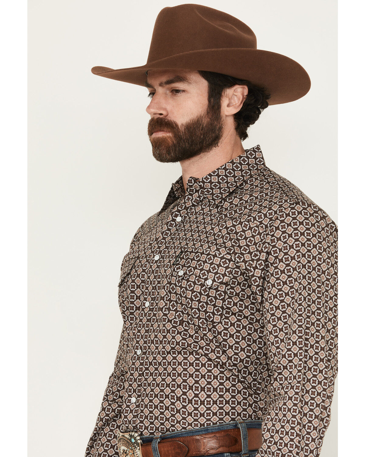 Image #2 - Cinch Men's Geo Print Long Sleeve Snap Western Shirt, Multi, hi-res