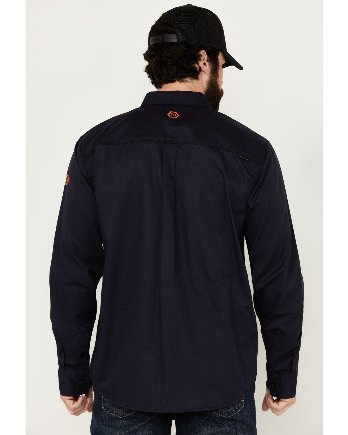 Image #4 - Hawx Men's FR Woven Long Sleeve Button-Down Work Shirt - Tall, Navy, hi-res