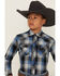 Image #2 - Wrangler Retro Boys' Plaid Print Long Sleeve Snap Western Shirt, Black, hi-res