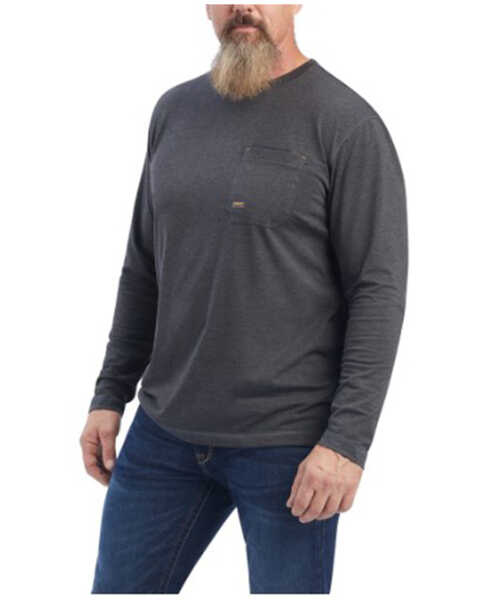 Ariat Men's Rebar Workman Born For This Long Sleeve Graphic T-Shirt , Charcoal, hi-res