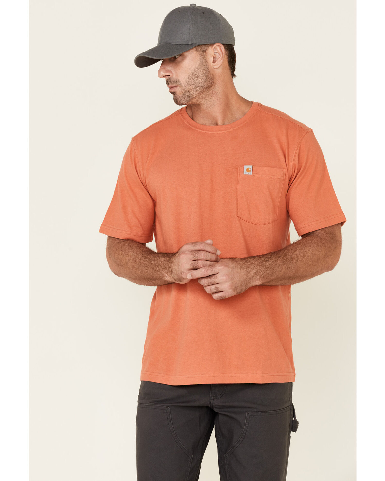 Carhartt Men s Red Clay Solid Relaxed Short Sleeve Work T Shirt