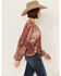 Image #2 - Shyanne Women's Printed Chiffon Long Sleeve Peasant Top , Rust Copper, hi-res