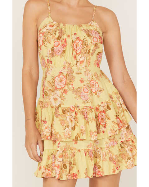 Image #3 - Band of the Free Women's Love Child Floral Print Tiered Dress, Yellow, hi-res