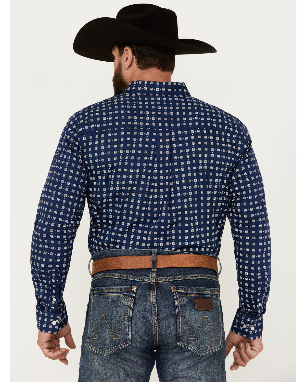 Image #4 - Cody James Men's Rough Road Geo Print Long Sleeve Button-Down Stretch Western Shirt, Navy, hi-res