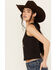 Image #2 - Girl Dangerous Women's Rebel Heart Rose Graphic Tank, Black, hi-res