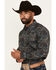 Image #2 - Gibson Trading Co Men's Crazy Paisley Print Long Sleeve Snap Western Shirt, Teal, hi-res