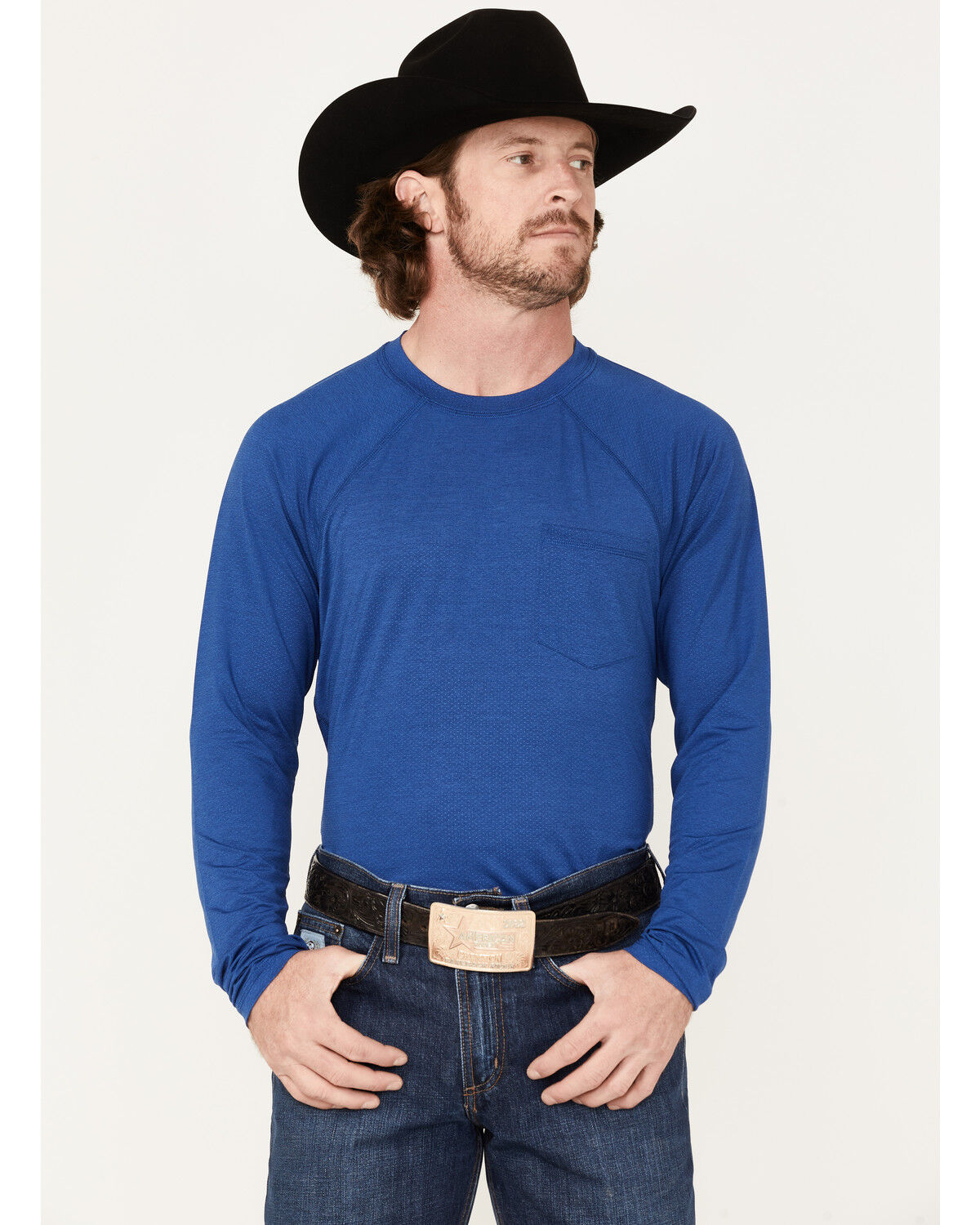 Image #1 - RANK 45® Men's Tornado Solid Performance Long Sleeve T-Shirt, Blue, hi-res