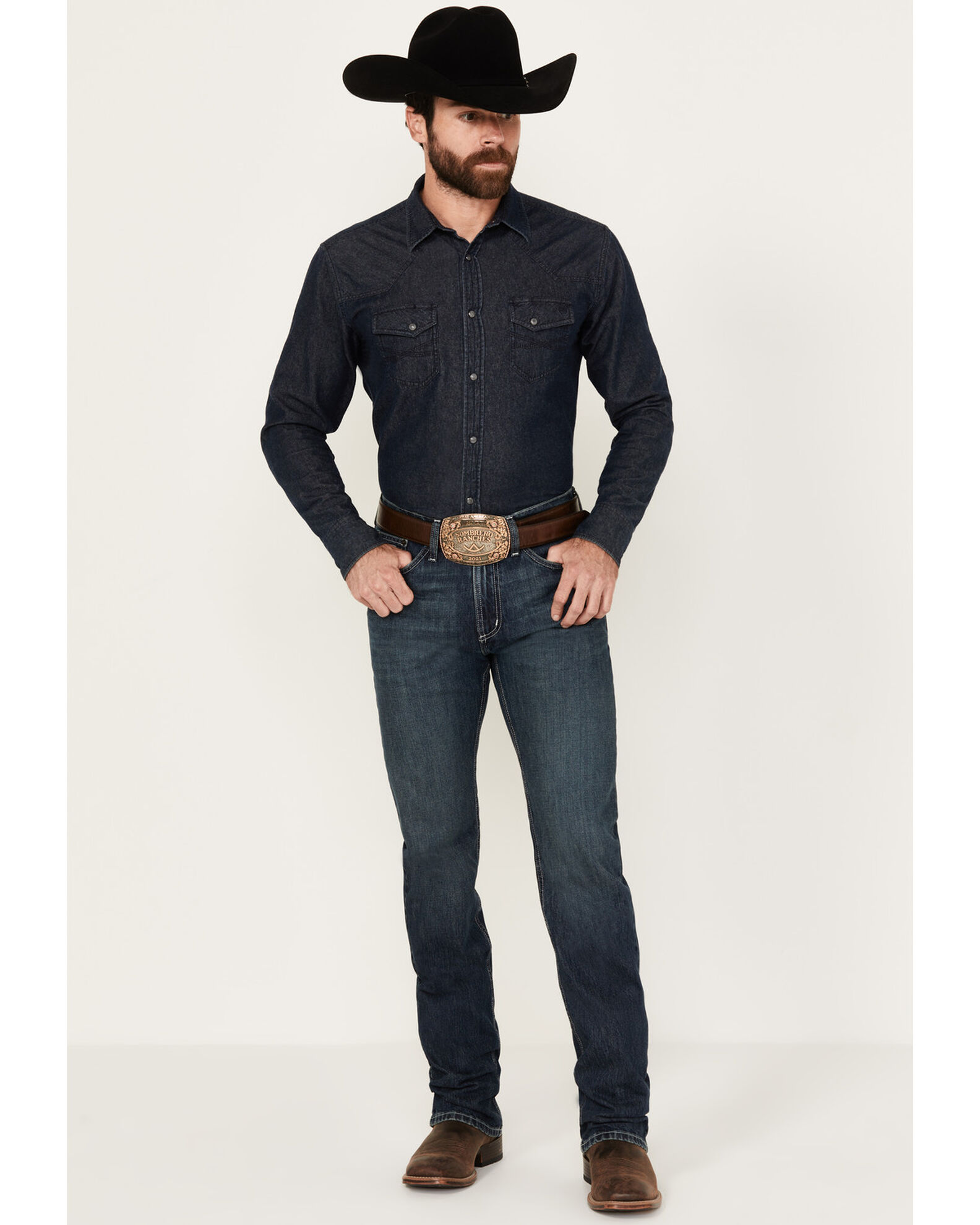Product Name: Cinch Men's Silver Label Dark Stonewash Tint Slim Straight  Rigid Denim Jeans