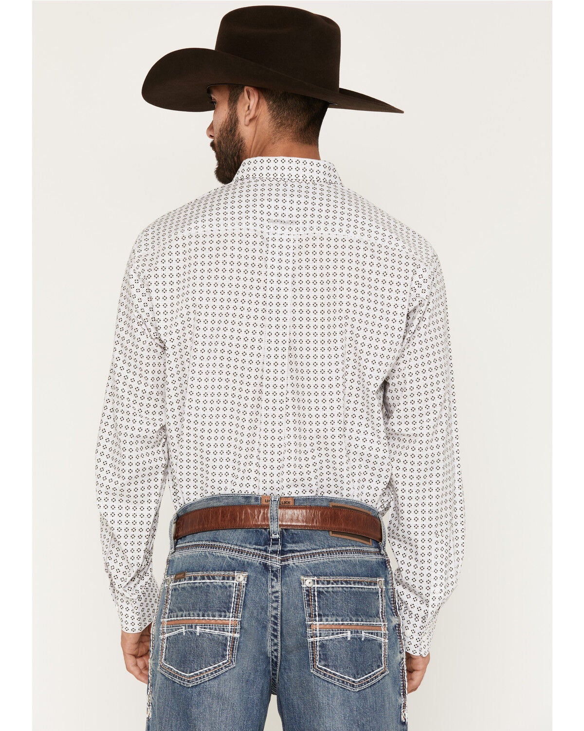 Image #4 - Ariat Men's Boot Barn Exclusive Franz Geo Print Long Sleeve Button-Down Western Shirt - Big, White, hi-res