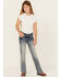 Image #3 - Grace In LA Girls' Double Horseshoe Embroidered Bootcut Stretch Denim Jeans, Blue, hi-res