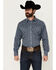 Image #1 - Roper Men's Floral Print Long Sleeve Snap Western Shirt - Tall, Navy, hi-res
