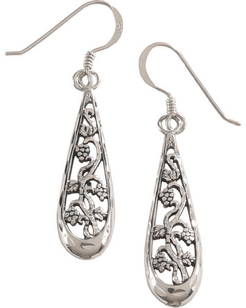 Silver Legends Women's Filigree Flower Dangle Earrings , Silver, hi-res