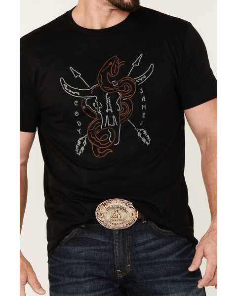Cody James Men's Crossways Graphic Short Sleeve T-Shirt - Black, Black, hi-res