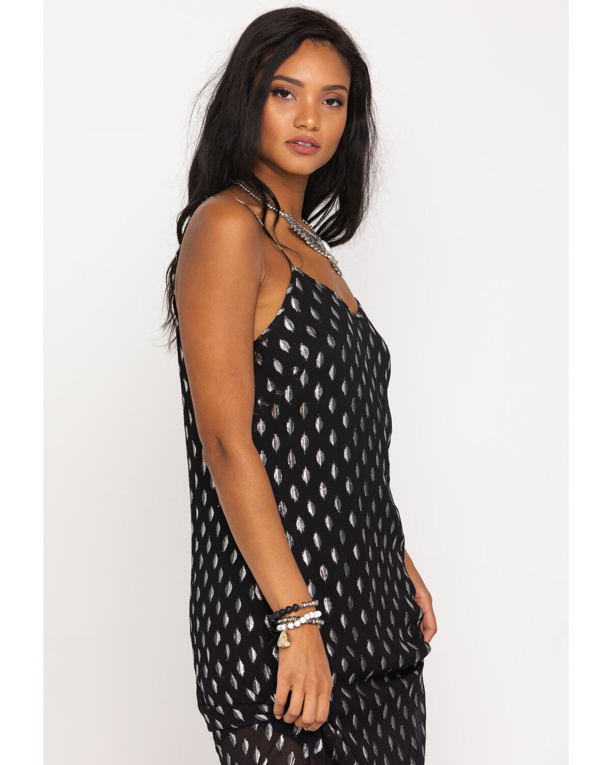 Image #3 - Band of the Free Women's Black Dot Slip Midi Dress, Black, hi-res