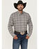 Image #1 - Wrangler Men's Bucking Cancer Plaid Print Long Sleeve Button-Down Western Shirt, Black, hi-res