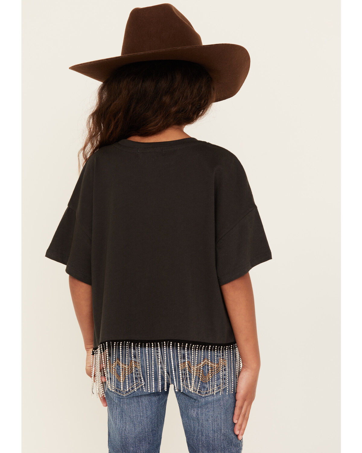 Image #4 - La La Land Girls' Guitar Short Sleeve Fringe Graphic Tee, Black, hi-res