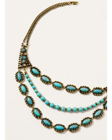 Shyanne Women's Golden Dreamcatcher Multi Strand Turquoise Stone Necklace, Gold, hi-res
