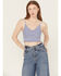Image #1 - Fornia Women's Seamless Floral Bralette, Blue, hi-res