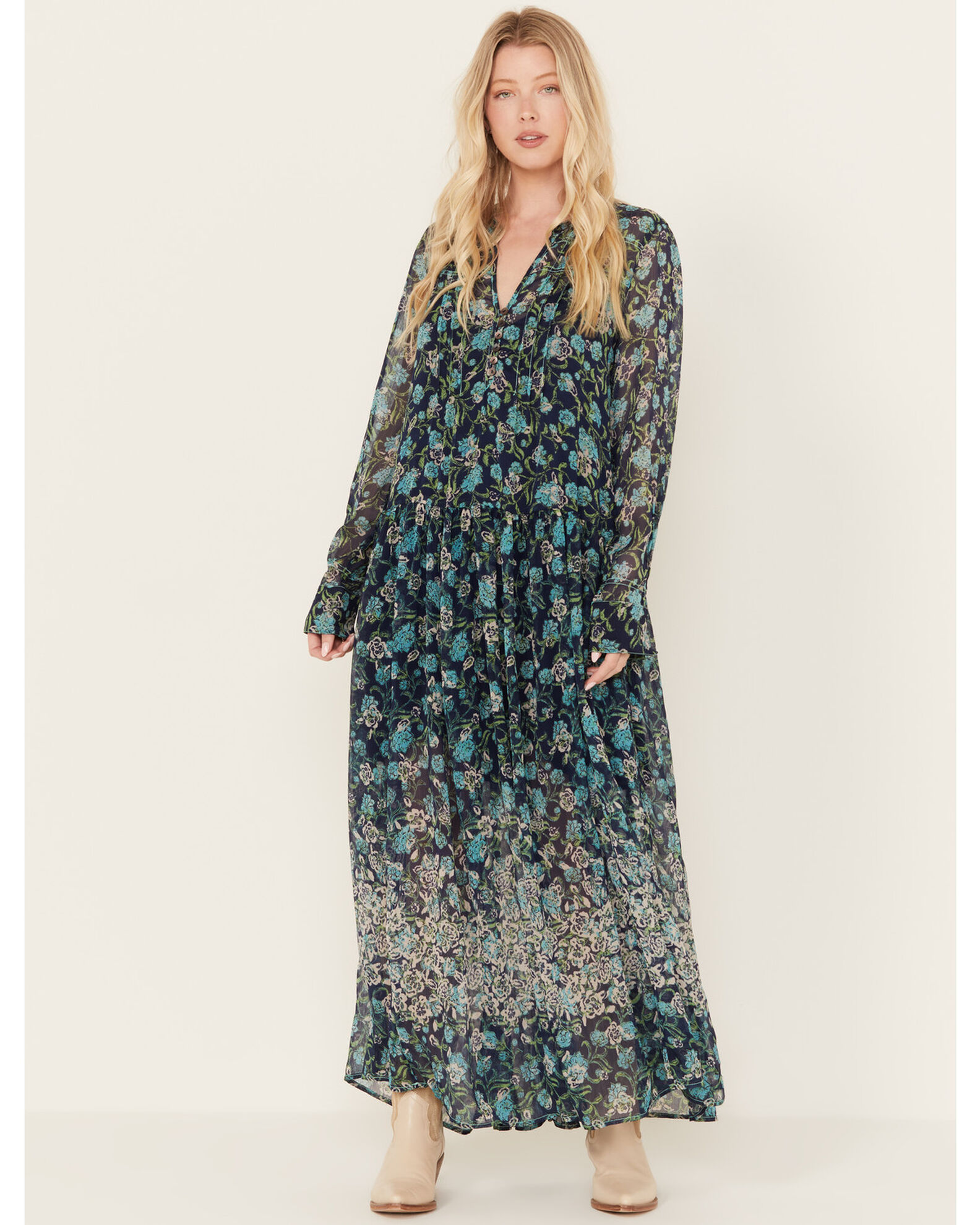 Free people long sleeve maxi discount dress