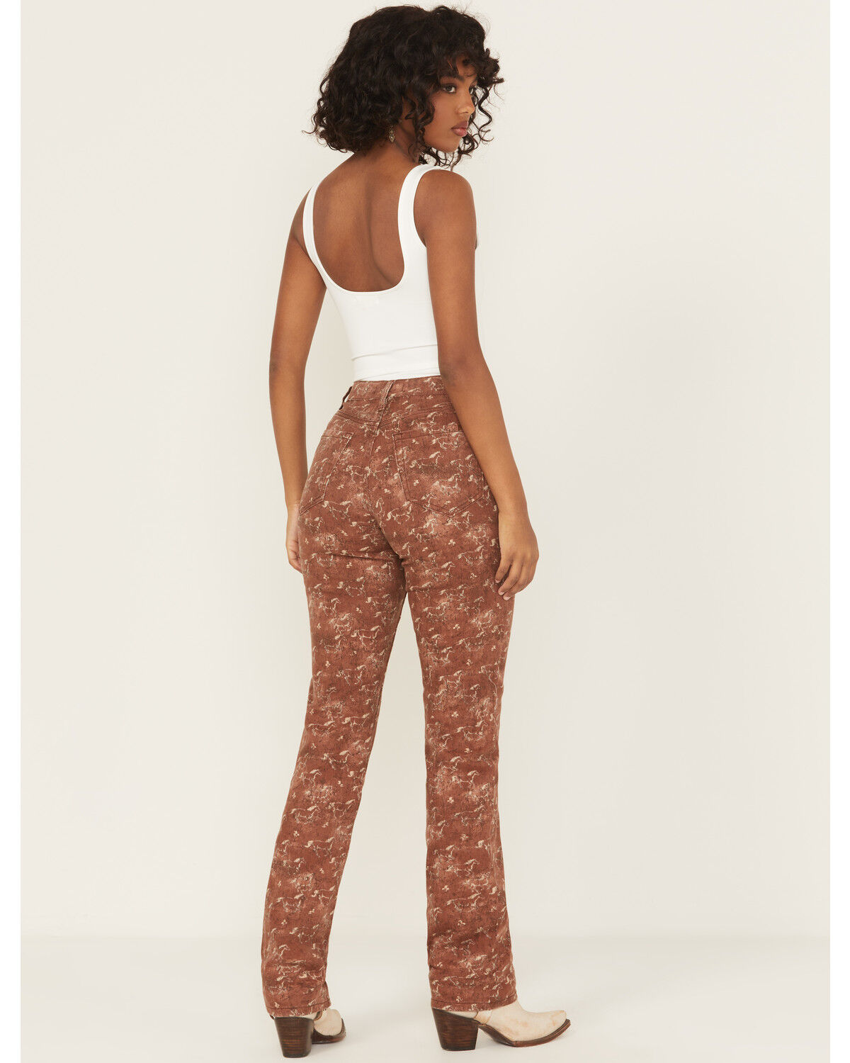 Image #3 - Rock & Roll Denim Women's Horse Print High Rise Bargain Bootcut Stretch Jeans, Brown, hi-res