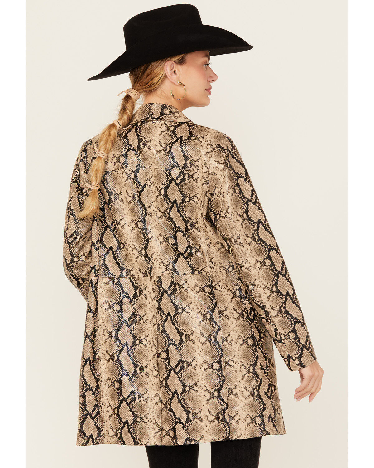 Image #5 - BLANKNYC Women's Snake Print Faux Leather Coat, Tan, hi-res