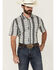 Image #1 - RANK 45® Men's Buffalo Southwestern Striped Print Short Sleeve Button-Down Stretch Western Shirt, White, hi-res