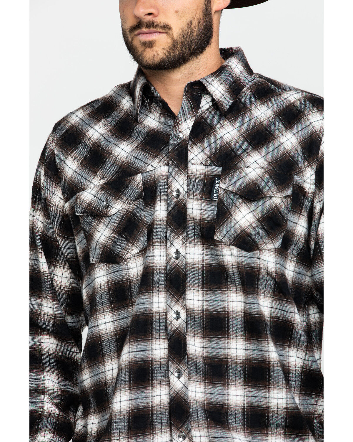 Image #4 - Outback Trading Co. Men's Rogan Performance Flannel Shirt, Brown, hi-res