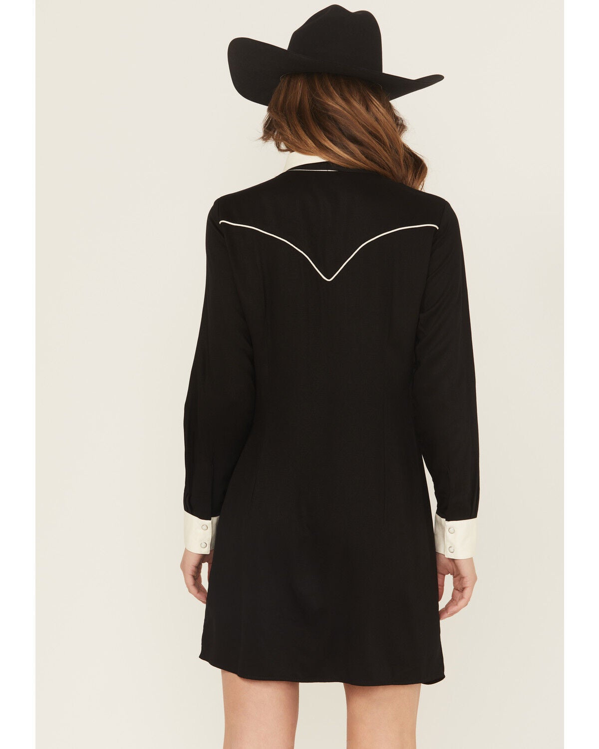 Image #4 - Wrangler Retro Women's Snap Front Neck Tie Mini Dress, White, hi-res