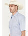 Image #2 - Rough Stock by Panhandle Men's Medallion Print Short Sleeve Stretch Pearl Snap Western Shirt, Blue, hi-res
