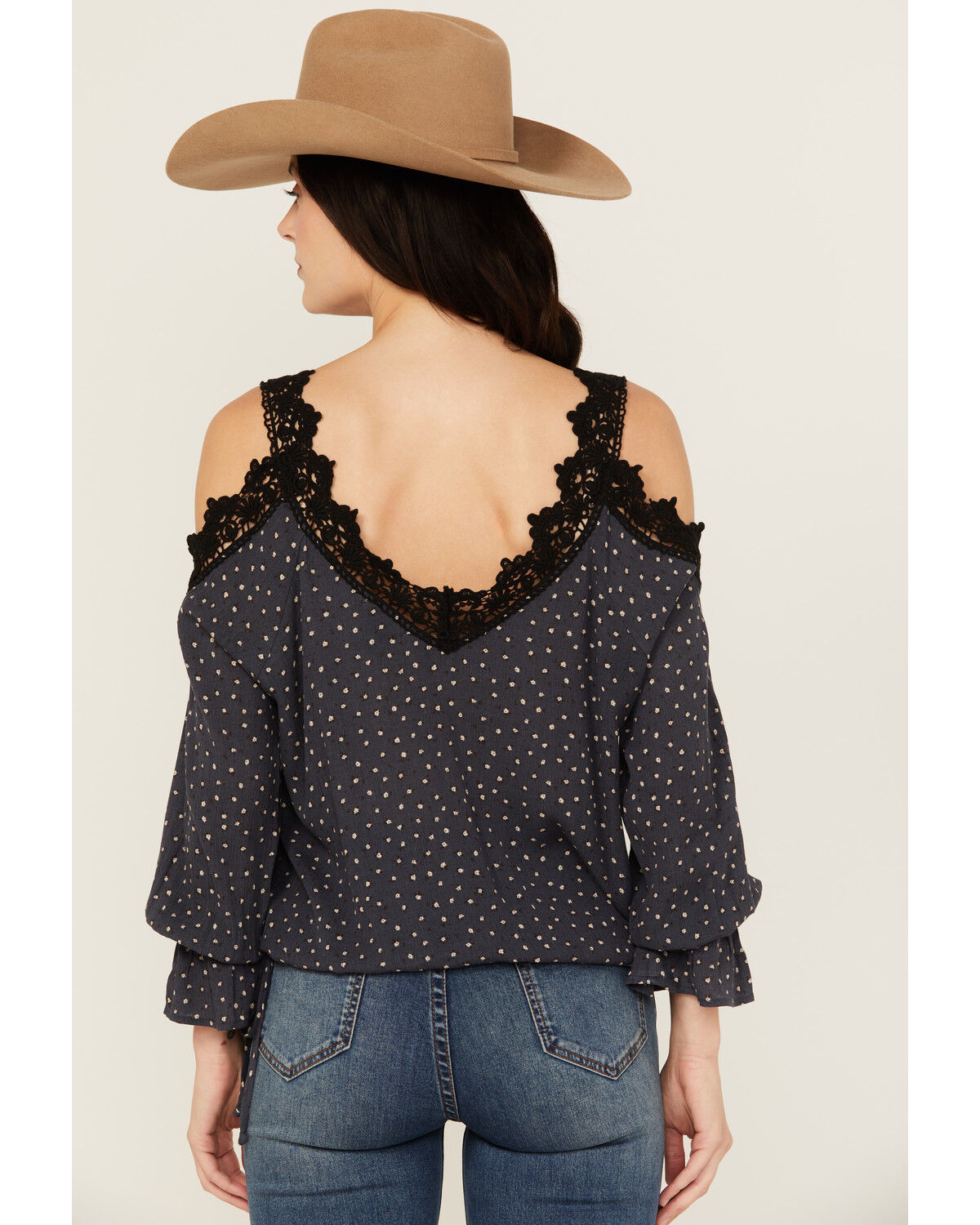 Image #4 - Wild Moss Women's Cold Shoulder Top, Navy, hi-res