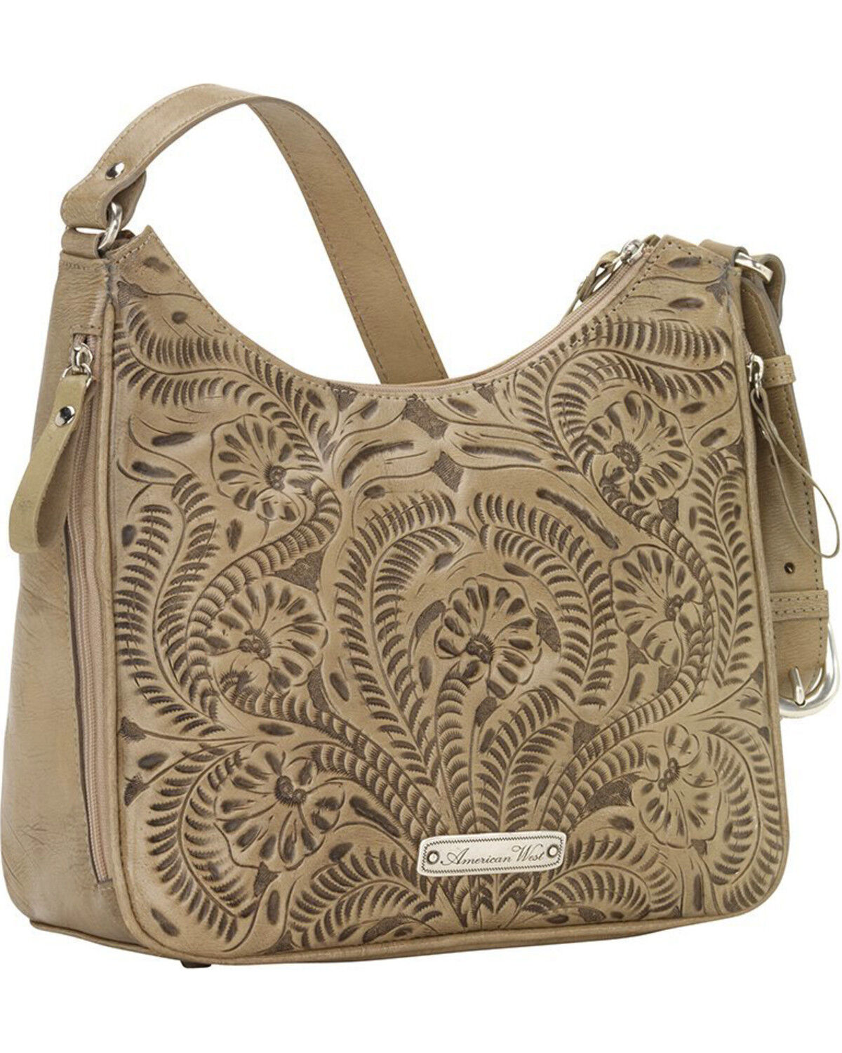 Image #3 - American West Women's Hand Tooled Concealed Carry Shoulder Bag, Sand, hi-res