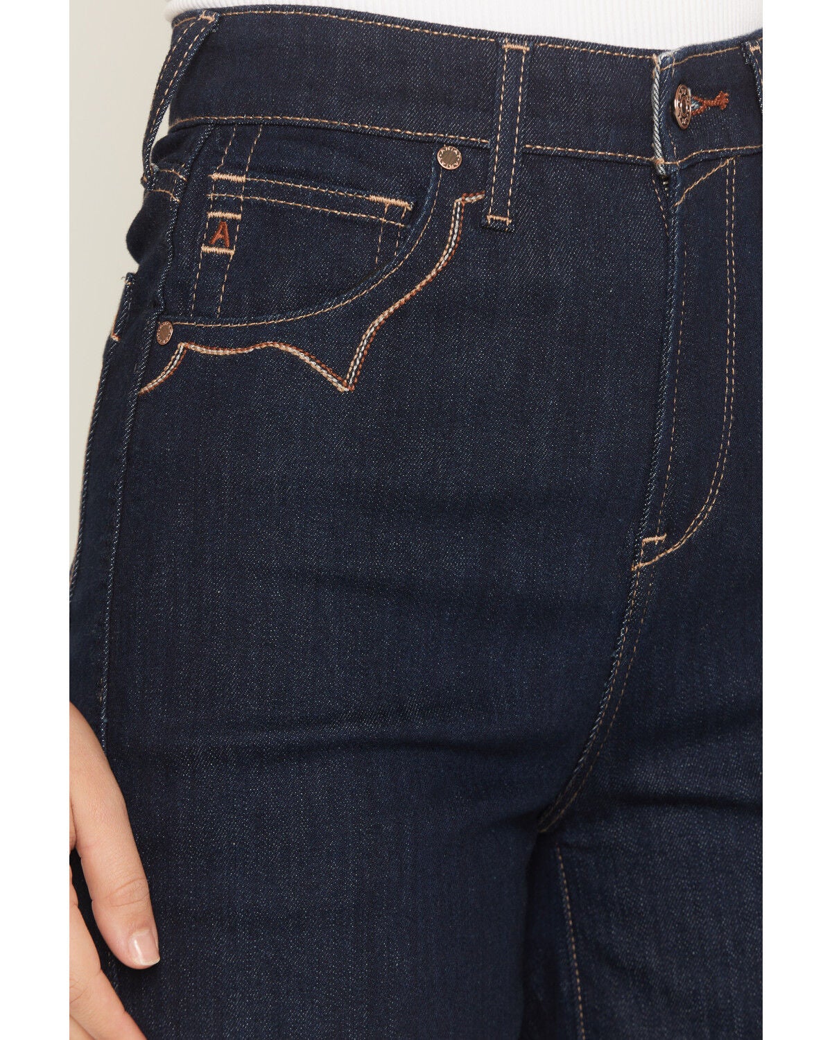 Image #2 - Ariat Women's Dark Wash Ultra High Rise Veronica Wide Leg Stretch Denim Jeans, Dark Wash, hi-res