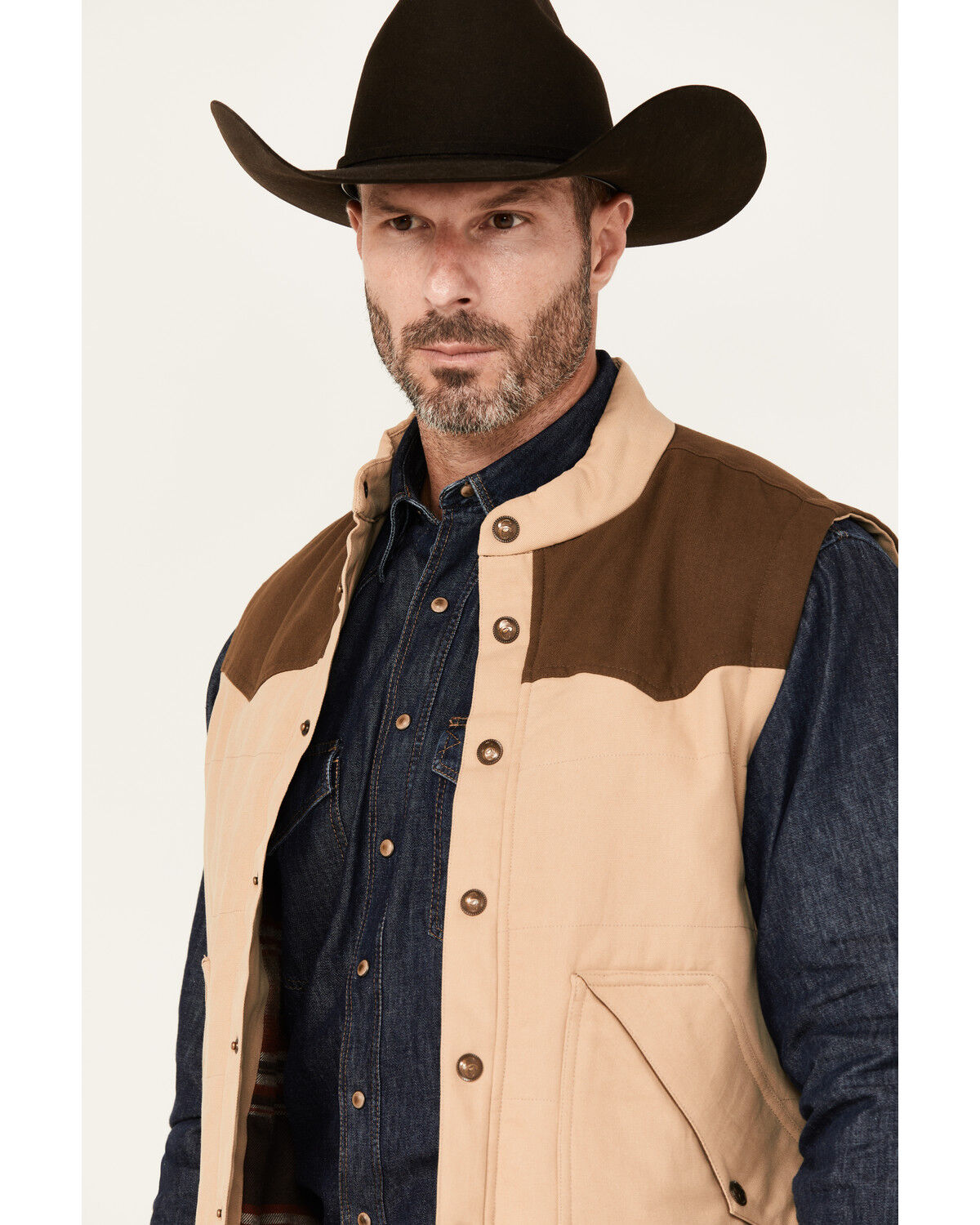 Image #2 - Cripple Creek Men's Color Block Concealed Carry Vest, Tan, hi-res