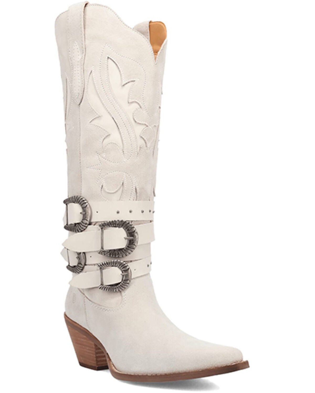 Dingo Women's Buck Wild Suede Tall Western Boots - Round Toe, White, hi-res
