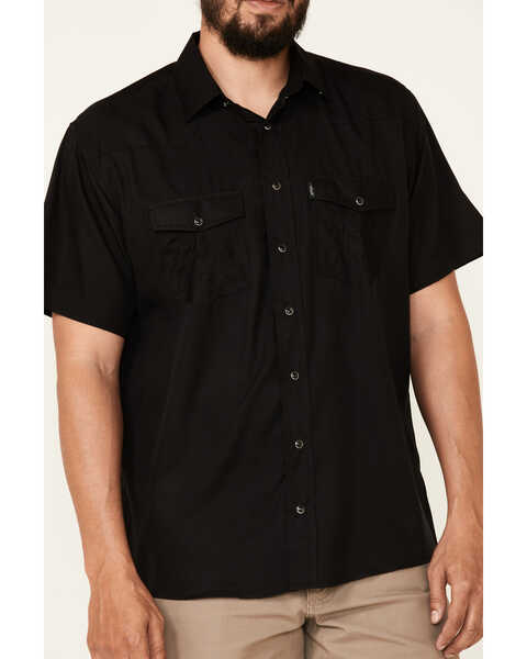Image #3 - Hooey Men's Solid Habitat Sol Short Sleeve Snap Western Shirt, Black, hi-res