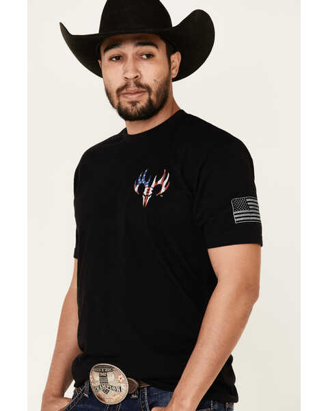 Buck Wear Men's Never Give Up Flag Graphic T-Shirt , Black, hi-res