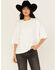 Image #1 - Blue B Women's Solid Embroidered Short Sleeve Tee, White, hi-res