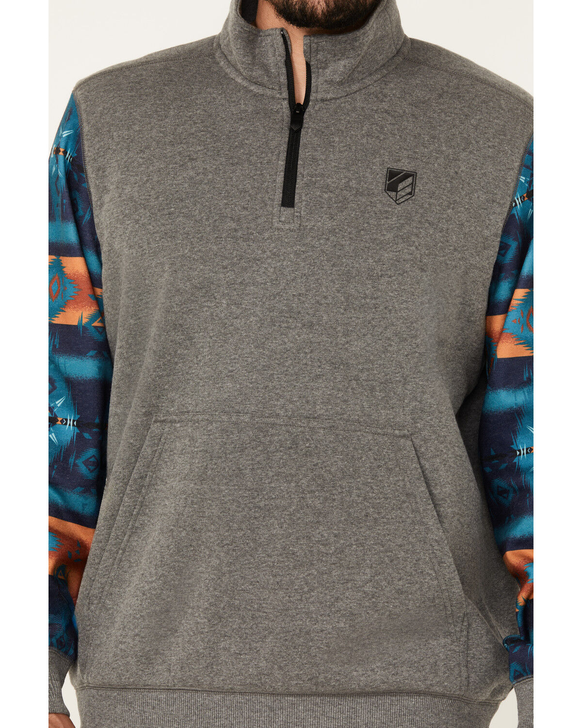 Image #3 - RANK 45® Men's Morocco Color Block 1/4 Zip Pullover, Charcoal, hi-res