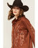 Image #2 - Blue B Women's Western Embroidered Faux Suede Long Sleeve Snap Shirt, Rust Copper, hi-res