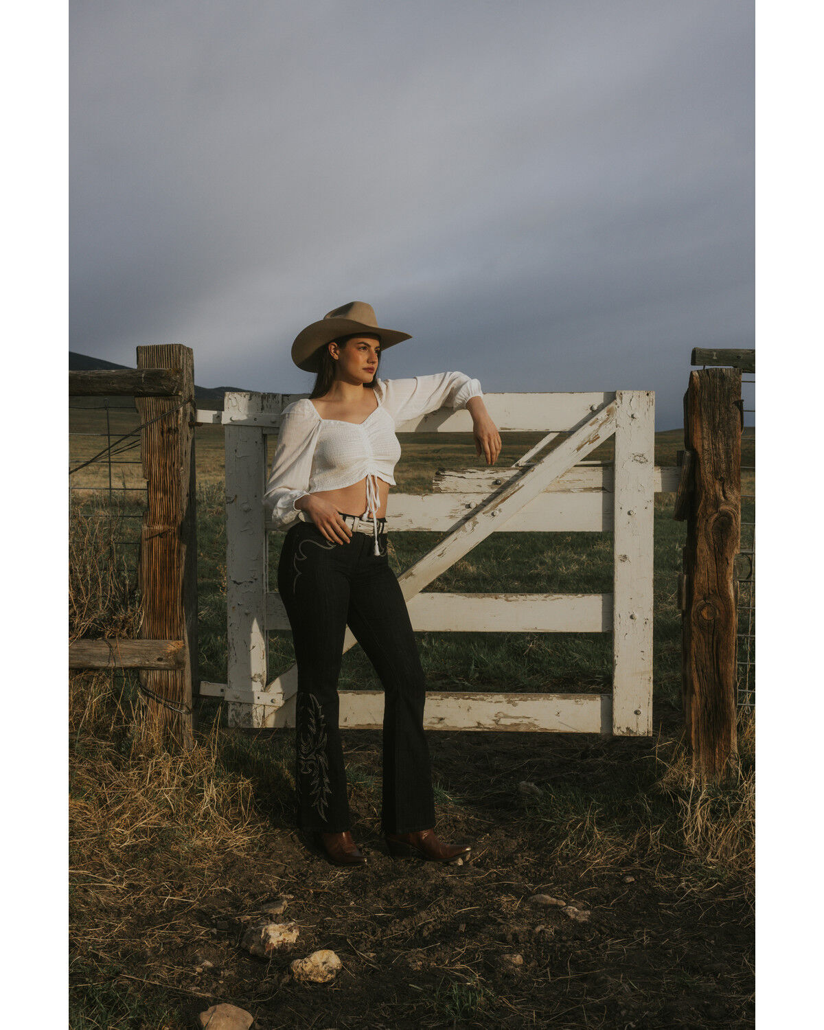 Image #1 - Idyllwind Women's Lena Smocked Long Sleeve Cropped Blouse, Ivory, hi-res