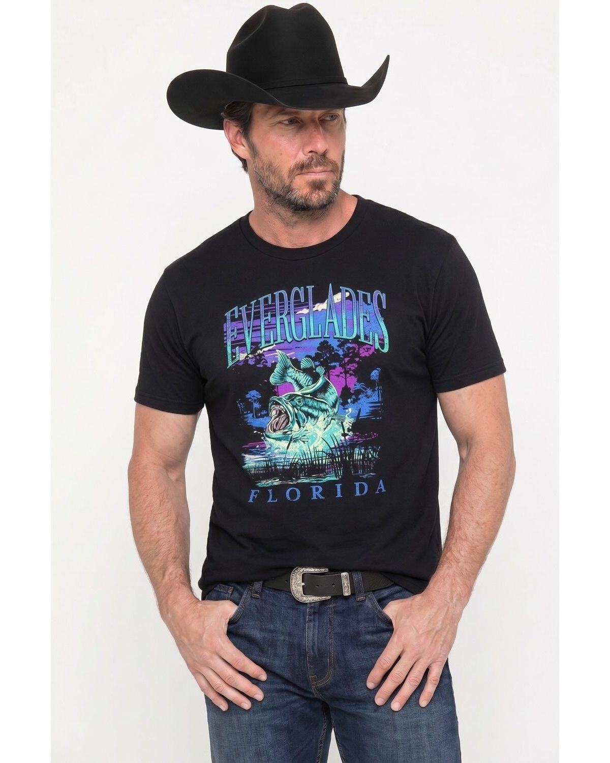 Americana Men's Bassin Short Sleeve Graphic T-Shirt, Black, hi-res