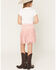 Image #3 - Shyanne Girls' Faux Suede Studded Fringe Mini Skirt, Pink, hi-res