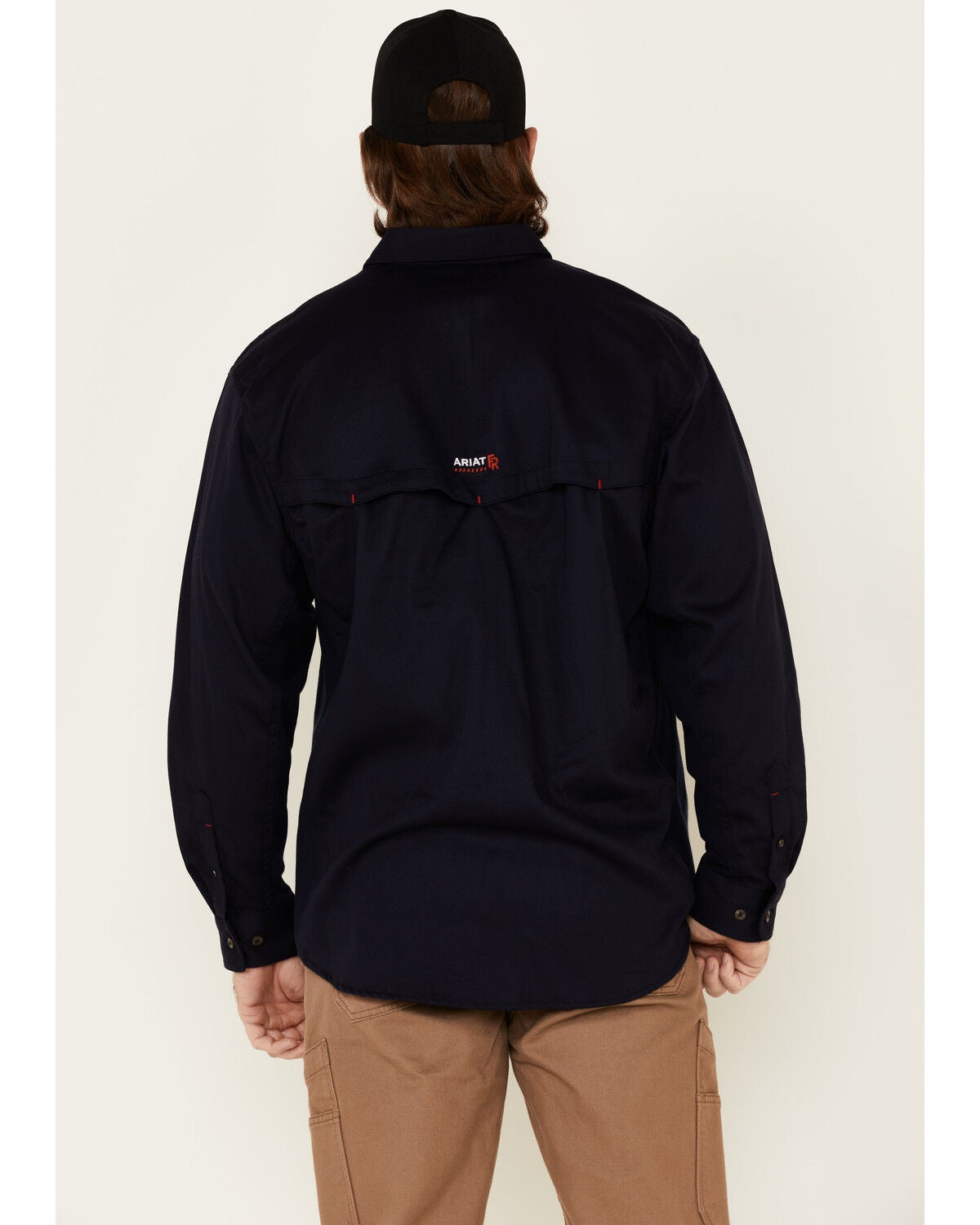 Image #4 - Ariat Men's FR Solid Vent Long Sleeve Button Down Work Shirt - Tall, Navy, hi-res